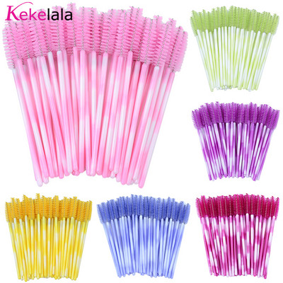 Kekelala 50/25 tk Värvilised mikroripsmeripsmetušš Wands Fake Lash Spoolies Mini kammiharja aplikaatorid ilumeigi tööriistad
