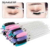 50gab Vienreizējās lietošanas kristāla skropstu aplauzuma birste Uzacu ķemme Skropstu tuša Wands Lashes Lifting Microbrush Skropstu pieaudzēšanas piederumi