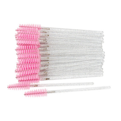 50gab Vienreizējās lietošanas kristāla skropstu aplauzuma birste Uzacu ķemme Skropstu tuša Wands Lashes Lifting Microbrush Skropstu pieaudzēšanas piederumi