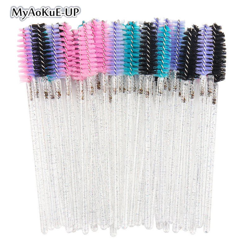 50gab Vienreizējās lietošanas kristāla skropstu aplauzuma birste Uzacu ķemme Skropstu tuša Wands Lashes Lifting Microbrush Skropstu pieaudzēšanas piederumi