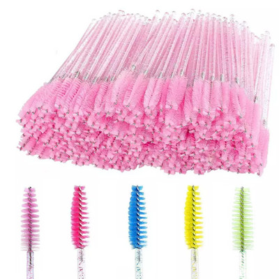 50/100 buc Perie pentru gene Crystal Rimel Baghete Aplicator Micro perii de machiaj Perie de unica folosinta Crystal pentru Sprancene Extensie de gene