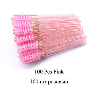50/100gb Skropstu birste Crystal Mascara Wands Aplikators Mikro grima otiņas Vienreizējās lietošanas Crystal Eyerow Brush Skropstu pieaudzēšana