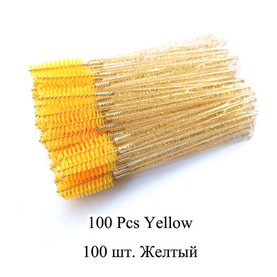 50/100gb Skropstu birste Crystal Mascara Wands Aplikators Mikro grima otiņas Vienreizējās lietošanas Crystal Eyerow Brush Skropstu pieaudzēšana
