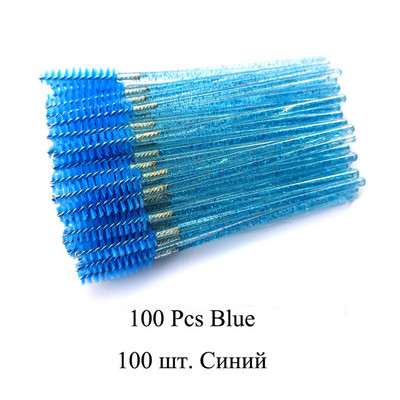 50/100gb Skropstu birste Crystal Mascara Wands Aplikators Mikro grima otiņas Vienreizējās lietošanas Crystal Eyerow Brush Skropstu pieaudzēšana