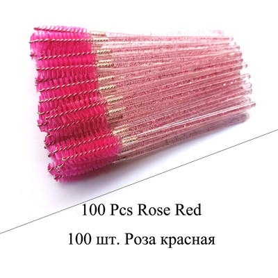 50/100gb Skropstu birste Crystal Mascara Wands Aplikators Mikro grima otiņas Vienreizējās lietošanas Crystal Eyerow Brush Skropstu pieaudzēšana