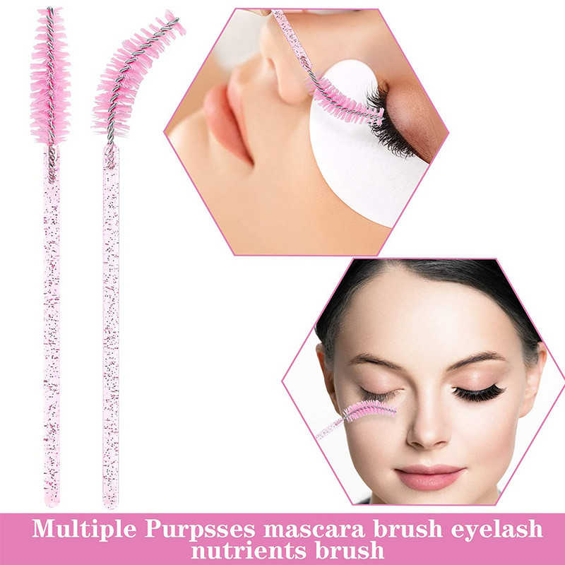 50/100gb Skropstu birste Crystal Mascara Wands Aplikators Mikro grima otiņas Vienreizējās lietošanas Crystal Eyerow Brush Skropstu pieaudzēšana