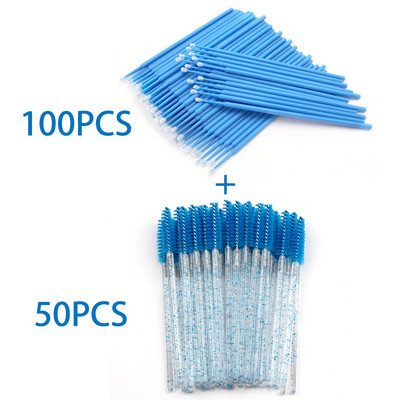 150 gab. Vienreizējās lietošanas vates tamponu birstes Skropstu tušas nūjiņas 2 vienā komplektā Izpārdošana Skropstu birstītes Aplauzums Instrumenti Aplikatoru komplekti