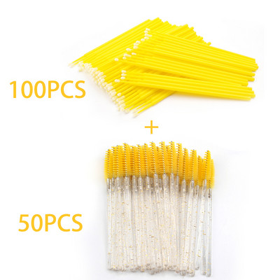 150 gab. Vienreizējās lietošanas vates tamponu birstes Skropstu tušas nūjiņas 2 vienā komplektā Izpārdošana Skropstu birstītes Aplauzums Instrumenti Aplikatoru komplekti