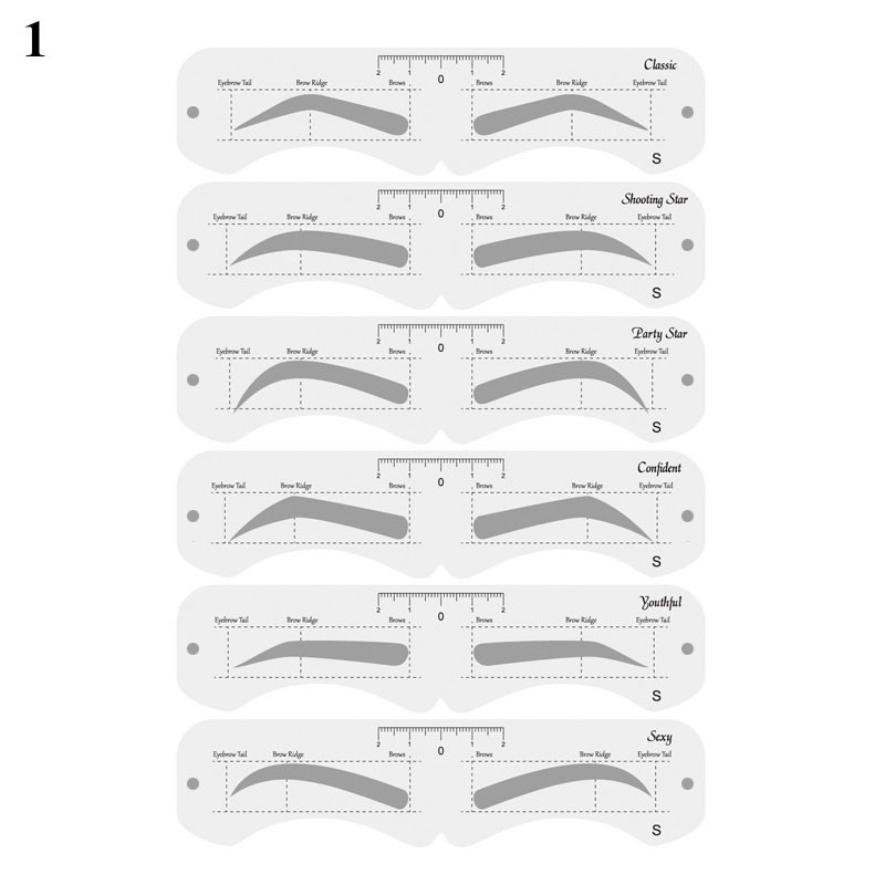 6 Stila/komplekts Daudzfunkcionāls uzacu trafaretu komplekts Ērts praktisks uzacu veidne Uzacu zīmēšanas ceļvedis Uzacu veidošanas veidne