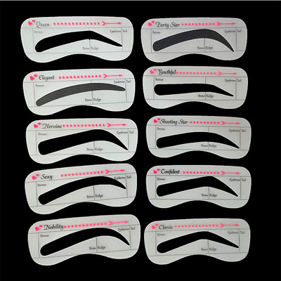 10PCS Uzacu veidotāja grima rīki Uzacu trafarets Trafarets bultām Uzacu veidnēm Piederumi un rīki Aplauzuma trafarets