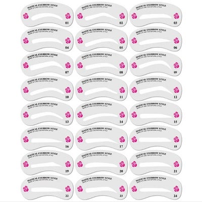 Iesācēju uzacu skuveklis 24 uzacu karšu komplekti, uzacu aksesuārs Uzacu kosmētikas rīks Uzacu formas veidne