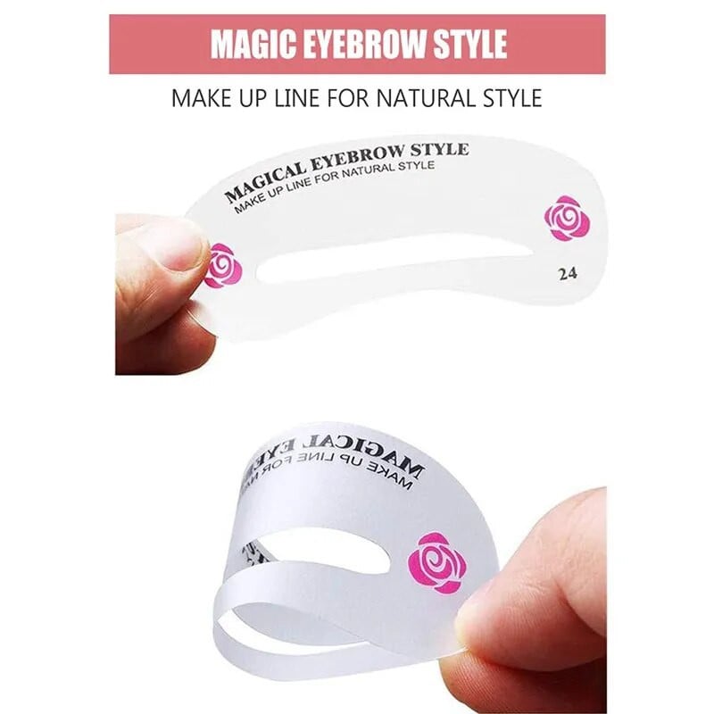 Iesācēju uzacu skuveklis 24 uzacu karšu komplekti, uzacu aksesuārs Uzacu kosmētikas rīks Uzacu formas veidne