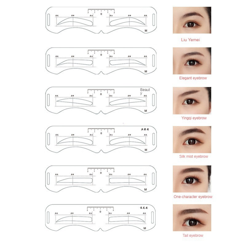 6 Stila Fiksējams Uzacu Trafarets Kopšanas Veidotāja Veidne Atkārtoti lietojamas Uzlīmes Make Up Instrumenti Uzacu Zīmogs Kosmētika