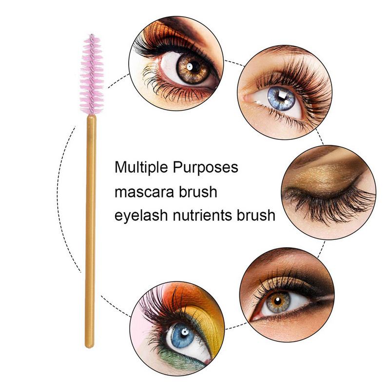 Skropstu tuša Wands Skropstu birstīte Zelta aplikatori Eye Lash Curling Comb Skropstu pieaudzēšanas birste grims Uzacu birstes spolētāji