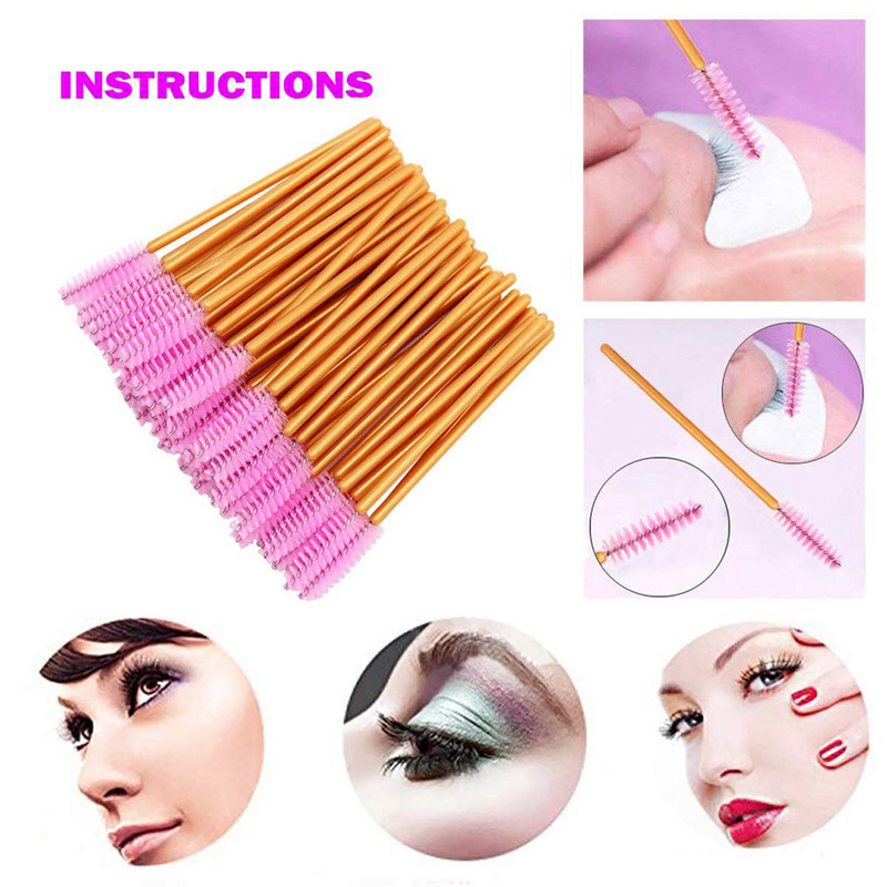 Skropstu tuša Wands Skropstu birstīte Zelta aplikatori Eye Lash Curling Comb Skropstu pieaudzēšanas birste grims Uzacu birstes spolētāji