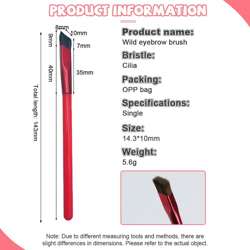 Metsik kulmupintsel Multifunktsionaalne simuleeritud kulmude juuksemeigipintsel Ruudukujuline stereoskoopiline värvimine juuksepiiri kulmude artefakt