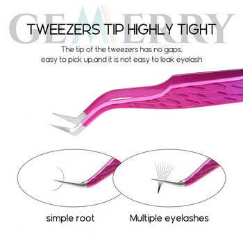 Gemerry Tweezers For Eyelash Extension Πολύχρωμο ανοξείδωτο ατσάλι υψηλής ακρίβειας Lashes Tweezers Individual Volume Makeup Tools