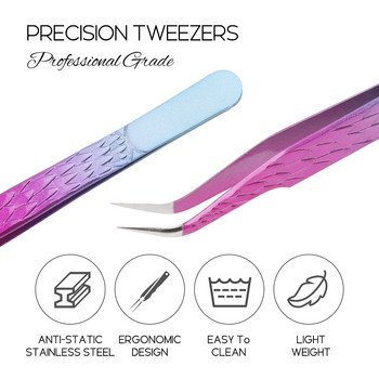 Gemerry Tweezers For Eyelash Extension Πολύχρωμο ανοξείδωτο ατσάλι υψηλής ακρίβειας Lashes Tweezers Individual Volume Makeup Tools