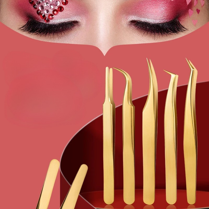 Mākslīgās skropstas Pincetes Mākslīgās skropstu pieaudzēšanas personīgās izliektas skropstas uzacu skavas Aplauzuma rīki Pincetes grima rīki