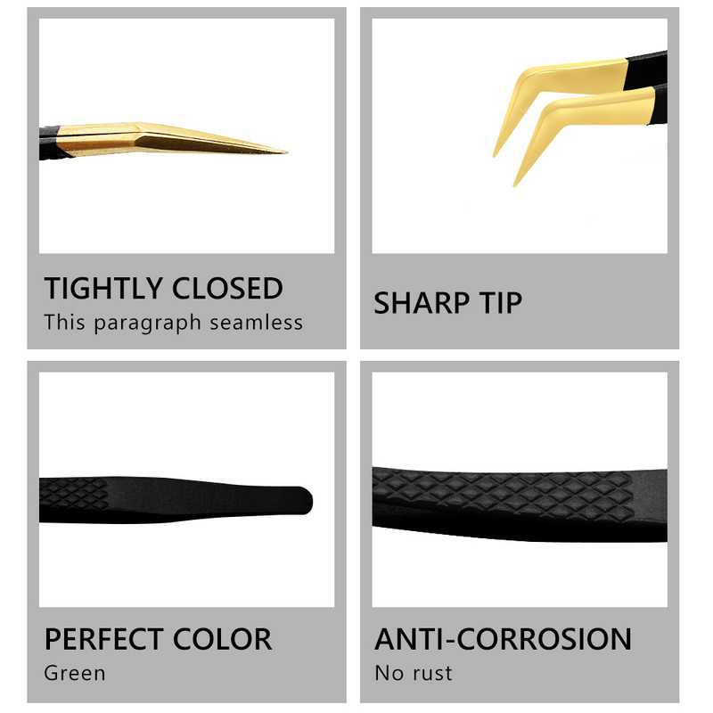 Skropstu pincete melna nerūsējošā tērauda Supercieta Precīzijas Antistatiskā Pincete Skropstu pieaudzēšana Skropstu pieaudzēšanas piederumi Aplauzuma rīki