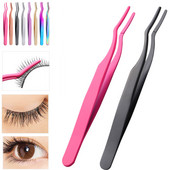 Skropstu pincetes skropstu aplikators pieaudzēšanas piederumi grima rīki nerūsējošā tērauda uzacu pieaudzēšanas pincetes skropstu pincete