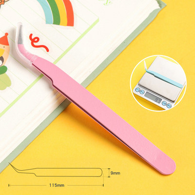 Ravna zakrivljena pinceta od nehrđajućeg čelika Šarena ružičasta plava ljubičasta DIY pinceta za trepavice Naljepnice za nokte Alat za branje kamenčića