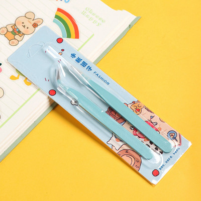 Ravna zakrivljena pinceta od nehrđajućeg čelika Šarena ružičasta plava ljubičasta DIY pinceta za trepavice Naljepnice za nokte Alat za branje kamenčića