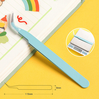 Ravna zakrivljena pinceta od nehrđajućeg čelika Šarena ružičasta plava ljubičasta DIY pinceta za trepavice Naljepnice za nokte Alat za branje kamenčića