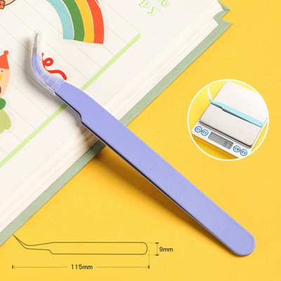 Ravna zakrivljena pinceta od nehrđajućeg čelika Šarena ružičasta plava ljubičasta DIY pinceta za trepavice Naljepnice za nokte Alat za branje kamenčića