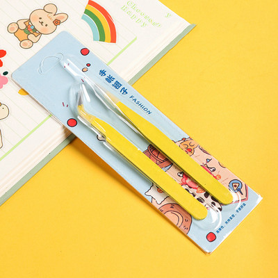 Ravna zakrivljena pinceta od nehrđajućeg čelika Šarena ružičasta plava ljubičasta DIY pinceta za trepavice Naljepnice za nokte Alat za branje kamenčića