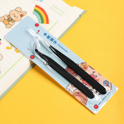 Ravna zakrivljena pinceta od nehrđajućeg čelika Šarena ružičasta plava ljubičasta DIY pinceta za trepavice Naljepnice za nokte Alat za branje kamenčića