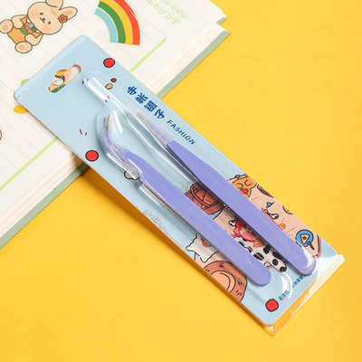 Ravna zakrivljena pinceta od nehrđajućeg čelika Šarena ružičasta plava ljubičasta DIY pinceta za trepavice Naljepnice za nokte Alat za branje kamenčića