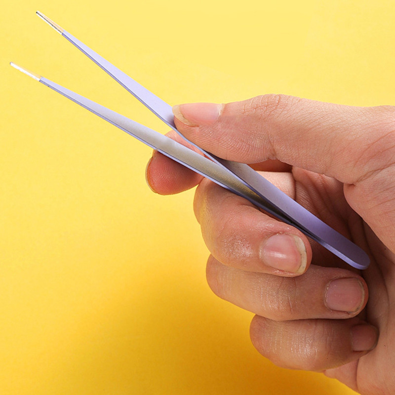 Ravna zakrivljena pinceta od nehrđajućeg čelika Šarena ružičasta plava ljubičasta DIY pinceta za trepavice Naljepnice za nokte Alat za branje kamenčića