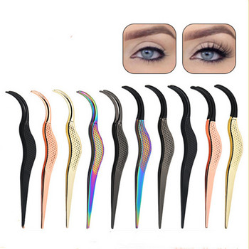 Pretty Eyelash Applicator Tool DIY Lash Tweezers Καμπύλες λαβίδες βλεφαρίδων για εύκολη εφαρμογή και αφαίρεση βλεφαρίδων Rose Gold