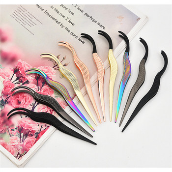 Pretty Eyelash Applicator Tool DIY Lash Tweezers Καμπύλες λαβίδες βλεφαρίδων για εύκολη εφαρμογή και αφαίρεση βλεφαρίδων Rose Gold