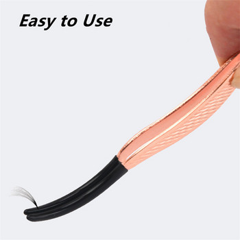 Pretty Eyelash Applicator Tool DIY Lash Tweezers Καμπύλες λαβίδες βλεφαρίδων για εύκολη εφαρμογή και αφαίρεση βλεφαρίδων Rose Gold