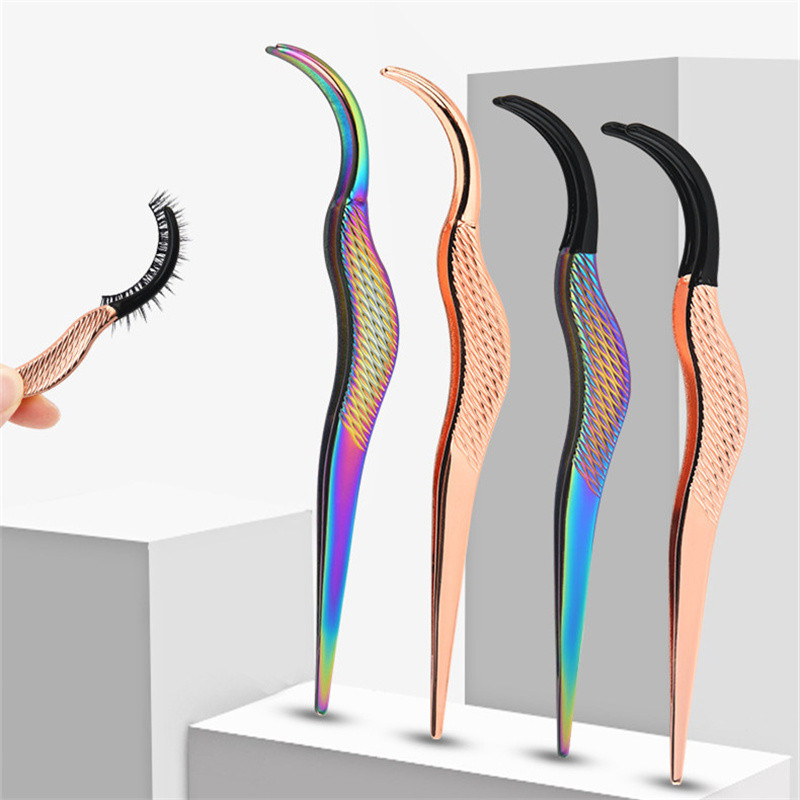 Pretty skropstu aplikatora rīks DIY skropstu pincetes Izliektas skropstu pincetes vienkāršai skropstu uzklāšanai un noņemšanai Rose Gold