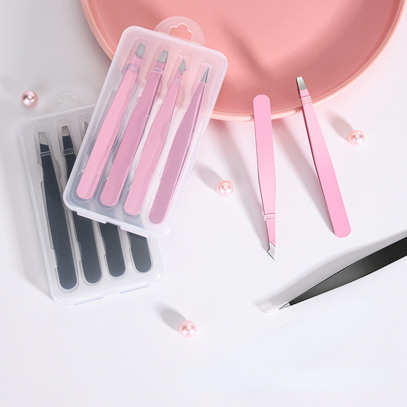 Ružičasta visokokvalitetna pinceta za obrve Skidač finih dlačica od nehrđajućeg čelika Alati za uklanjanje šminke