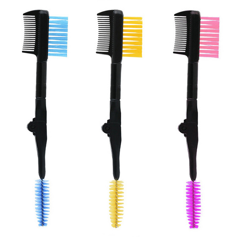 Divu galu uzacu birste ar drošiem apaļiem ķemmes zobiem salokāma skropstu birste 2 vienā uzacu ķemme Pārnēsājami acu grima piederumi