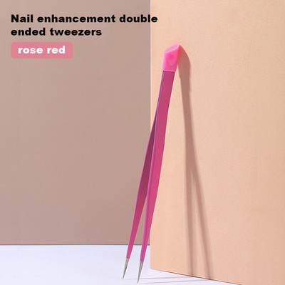 Nerūsējošā tērauda pincetes Silikona nagu mākslas pincetes Divpusējas pincetes Manikīra rīks Nagu pincetes Rhinestones Pick Up Clip