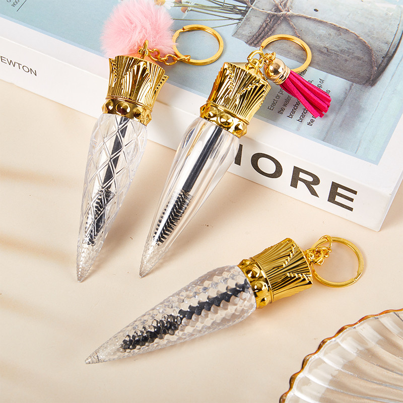 1 db Tube szempilla kefe kulcstartóval szempillaspirál pálca szempillahosszabbításhoz Clear Micro Comb Container sminkeszköz