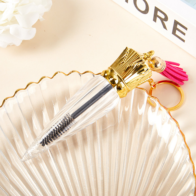 1 db Tube szempilla kefe kulcstartóval szempillaspirál pálca szempillahosszabbításhoz Clear Micro Comb Container sminkeszköz