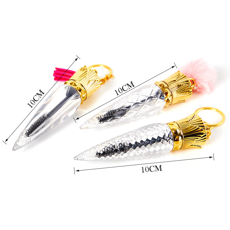 1 db Tube szempilla kefe kulcstartóval szempillaspirál pálca szempillahosszabbításhoz Clear Micro Comb Container sminkeszköz