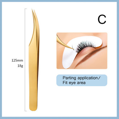 1PC Pinceta za nadogradnju trepavica Aplikator za nadogradnju trepavica Dodaci za nadogradnju Volumen Profesionalne zlatne pincete za trepavice za obrve