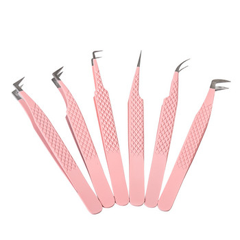 Gemerry ανοξείδωτο ατσάλι Eyelash Extension Tweezers Kits Pink Eyelash Tweezers Anti-static Tweezers Eyelash Extension Supplies