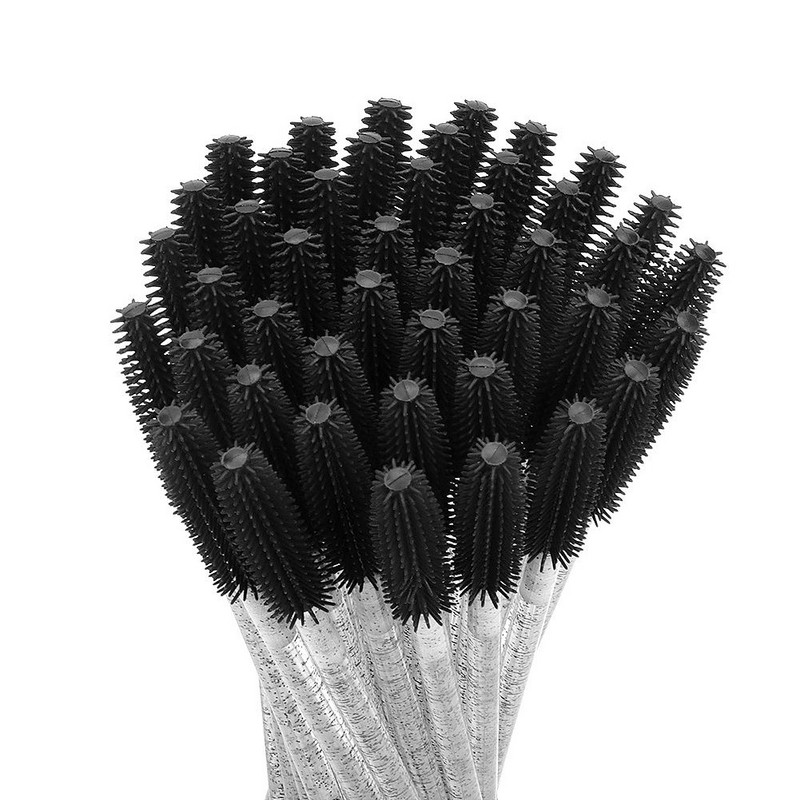 50 tk Silikoonist ripsmeharjad Ühekordselt kasutatavad Crystal kulmude ripsmetušš Wands aplikaator mikrohari ripsmepikendustööriist