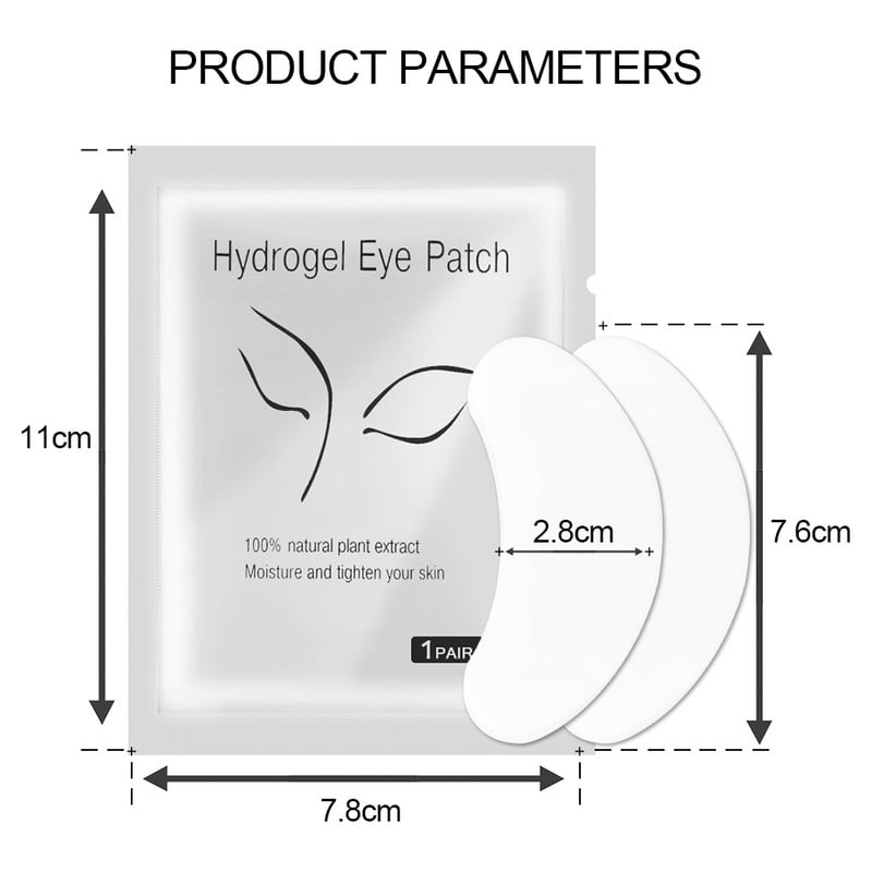 50 pāri skropstu pieaudzēšanas plāksteris, hidrogēla plāksteri, grima skropstu pieaudzēšana zem acīm.