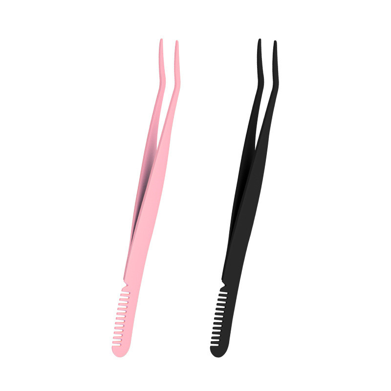 Nerūdijančio plieno dvigubos paskirties blakstienų rietiklis antakių segtukas pincetas pagalbinis dirbtinių blakstienų pagalbinis makiažo įrankis