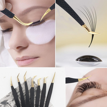 Eyelash Tweezer Μαύρο από ανοξείδωτο ατσάλι Superhard Precision Anti-Static Teezers Grafting Lashes Extension Supplies Εργαλεία μακιγιάζ