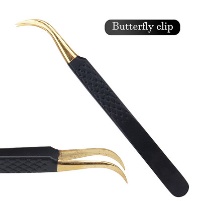 Blakstienų pincetas juodas nerūdijantis plienas, ypač kietas, tikslus antistatinis pincetas, priauginimo blakstienų priauginimo reikmenys, makiažo įrankiai